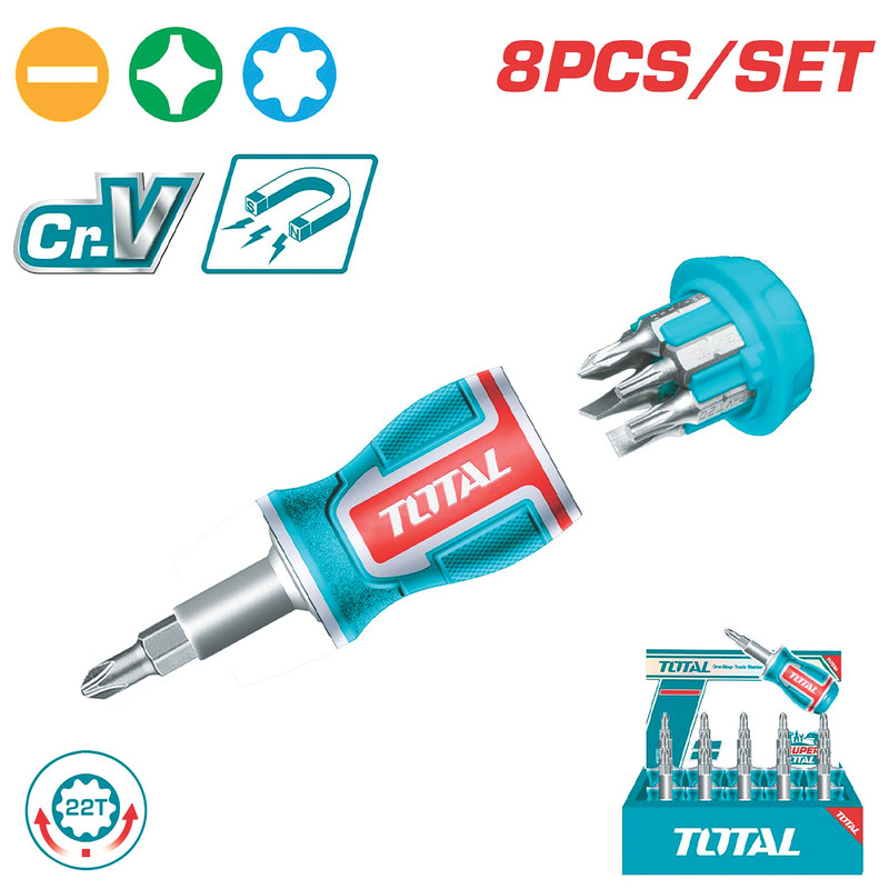 پیچ گوشتی مشتی توتال مدل TACSDS0706 مجموعه 8 عددی
